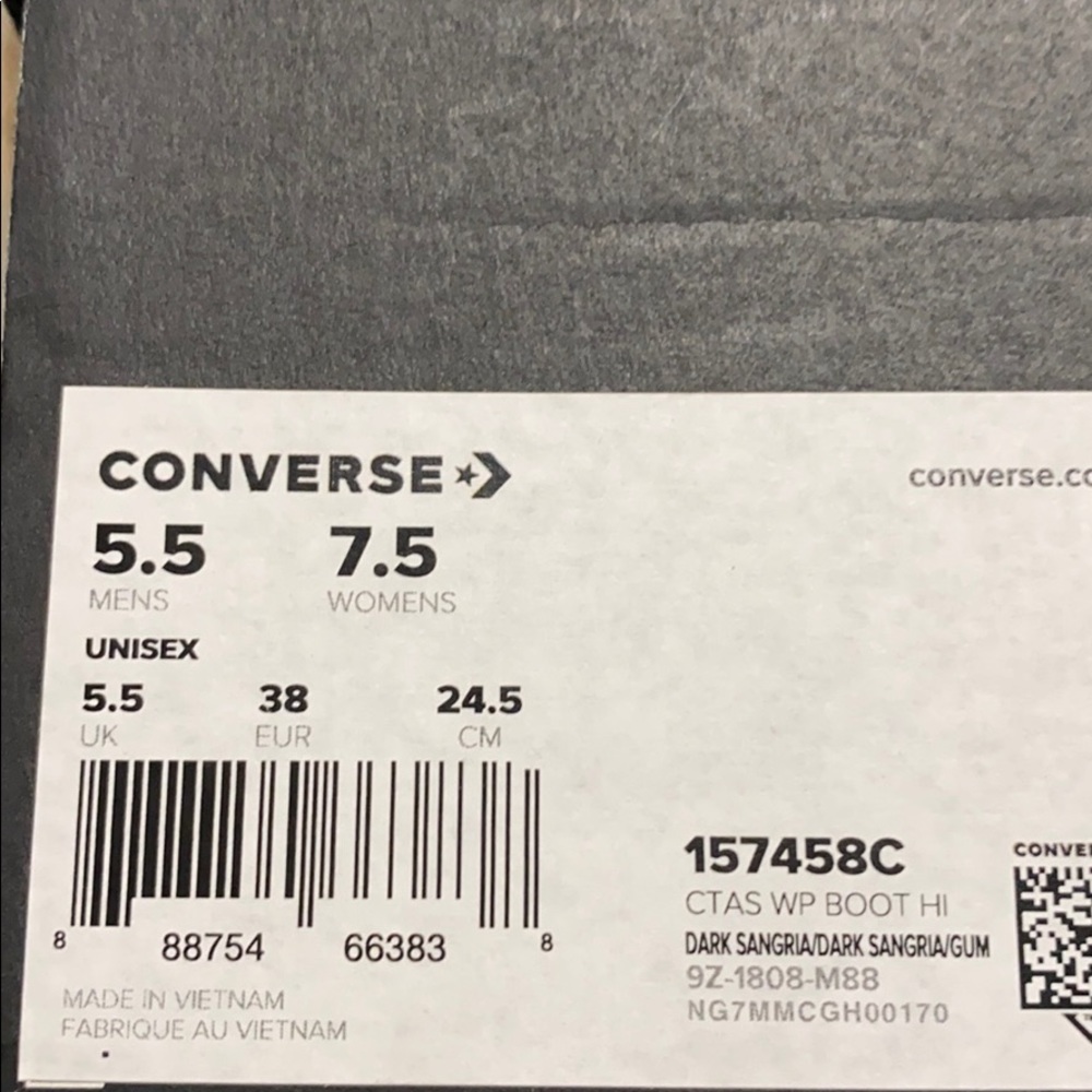 Converse Ctas WP Boot HI Dark Sangria W AUTHENTIC - Picture 9 of 9